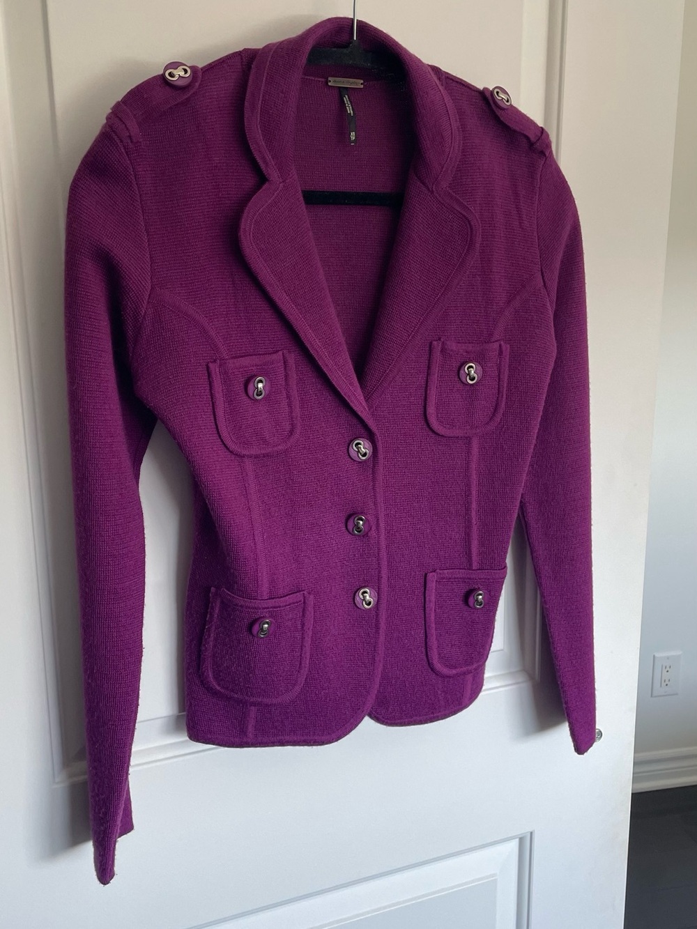 Women's Purple Knit Tailored Blazer Jacket